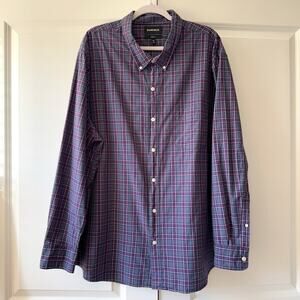 Bonobos Standard Fit Purple Grey Plaid Long Sleeves Button Up Shirt Men's 3XL
